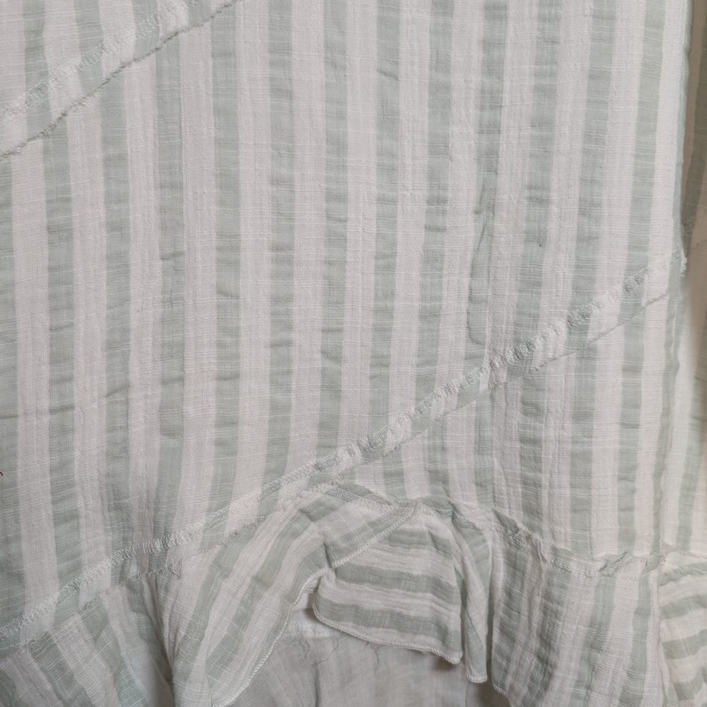 In Loom Seafoam Green And White Striped Gauze Mini Dress High Low Large NWT - Picture 6 of 14